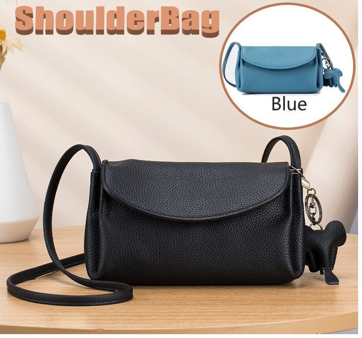 ショルダーバッグ 牛皮 ブルー レザー シンプル 小物 スマホ カード 鍵 たばこ など n534拍卖