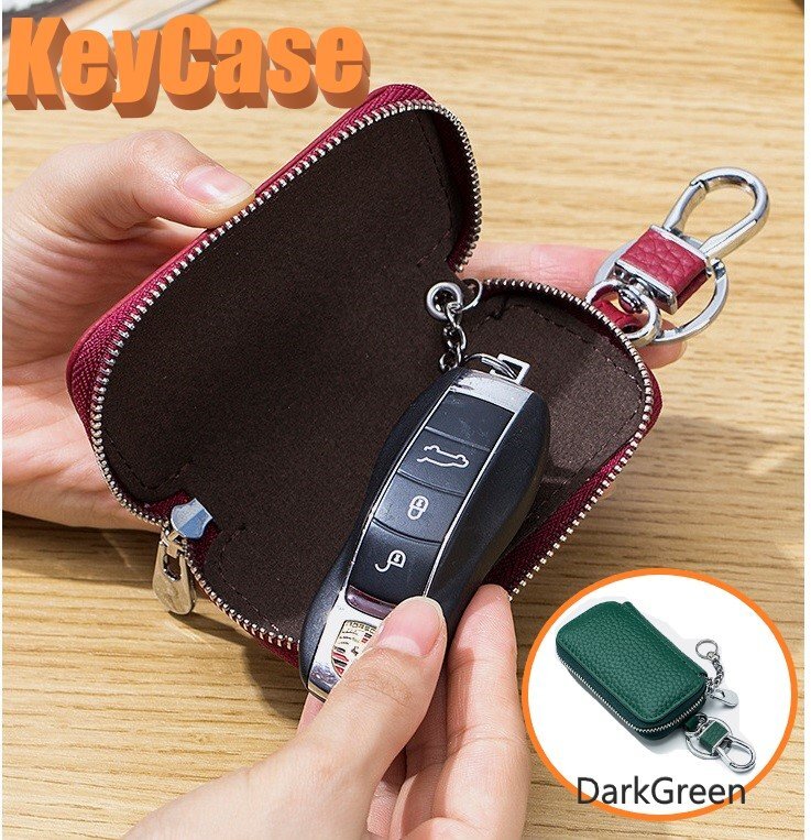 キーケース 本革 ダークグリーン レザー 鍵入れ 小銭入れ 牛革 シンプル レザーキーケース キーリング n524拍卖