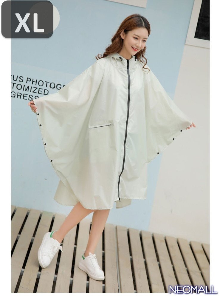 ☆ メンズ レディーズ レインポンチョ 【537】 ホワイト XLサイズ レインウェア 通勤 通学 レジャー 自転車 カッパ 合羽 雨具拍卖