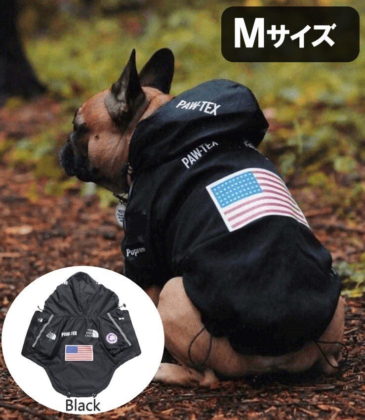 犬 レインコート ブラック Mサイズ カッパ ウィンドブレーカー 犬用 小型犬 反射 散歩 防水 撥水 雨具 ポンチョ 梅雨拍卖