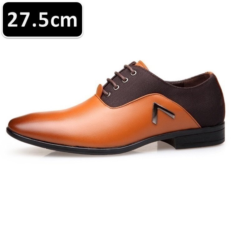 メンズ ビジネス レザー シューズ ライトブラウン サイズ 27.5cm 革靴 靴 カジュアル 屈曲性 通勤 軽量 柔らかい 新品 【205】拍卖