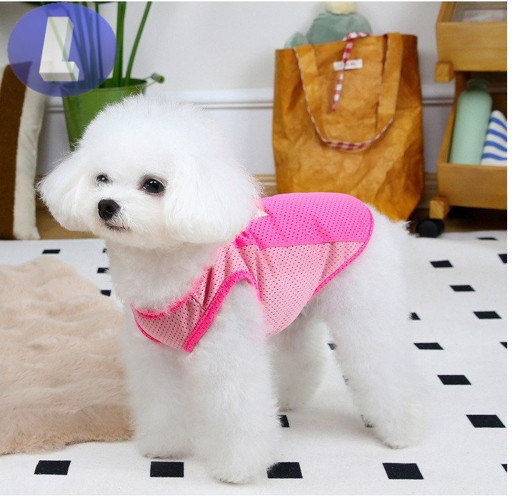 ドッグウェア 犬服 小型犬 ピンク Lサイズ メッシュ素材 袖なし 通気性 柔らか 洋服 可愛い n991拍卖