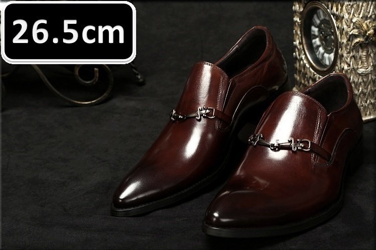 メンズ ビジネス レザー シューズ 本革 ボルドー サイズ 26.5cm 革靴 靴 カジュアル 屈曲性 通勤 軽量 新品 【apa-163】拍卖