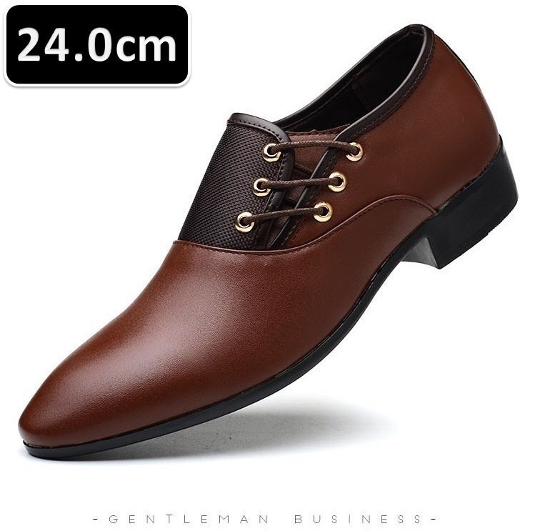 メンズ ビジネス レザー シューズ ブラウン サイズ 24.0cm 革靴 靴 カジュアル 屈曲性 通勤 軽量 柔らかい 新品 【228】拍卖