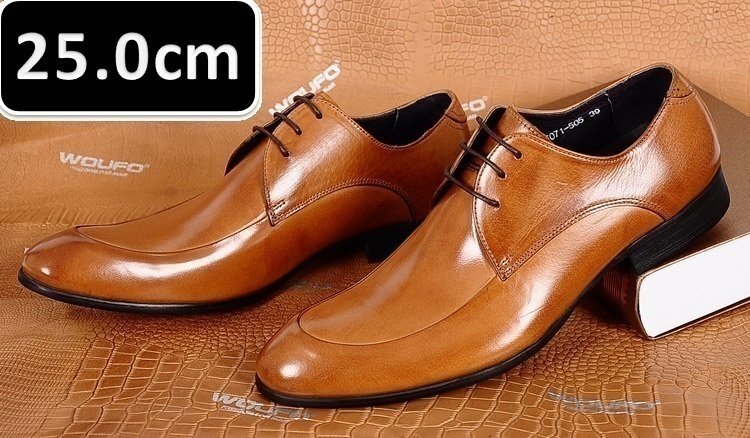 メンズ ビジネス レザー シューズ 本革 紐 ブラウン サイズ 25.0cm 革靴 靴 カジュアル 屈曲性 通勤 軽量 新品 【apa-164】拍卖