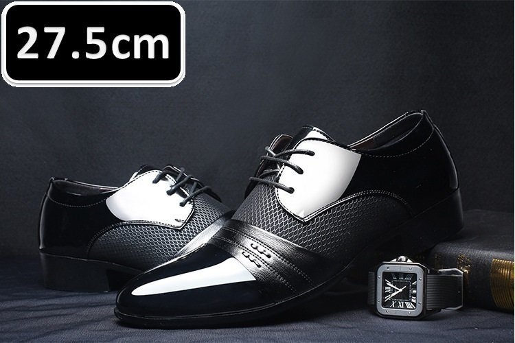メンズ ビジネス レザー シューズ ブラック サイズ 27.5cm 革靴 靴 カジュアル 屈曲性 通勤 軽量 柔らかい 新品 【apa-160】拍卖