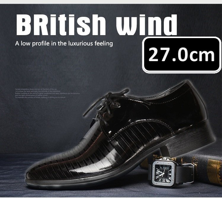 お買得 ☆ メンズ ビジネス レザー シューズ ブラック サイズ 27.0cm 革靴 靴 カジュアル 屈曲性 通勤 軽量 柔らかい 新品 【201】拍卖