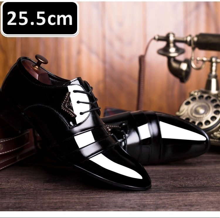 お買得 ☆ メンズ ビジネス レザー シューズ ブラック サイズ 25.5cm 革靴 靴 カジュアル 屈曲性 通勤 軽量 柔らかい 新品 【200】拍卖