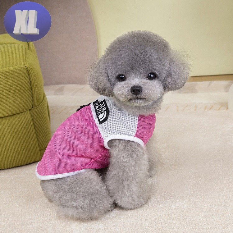 ドッグウェア 犬服 中型犬 ピンク XLサイズ メッシュ素材 袖なし 通気性 柔らか 洋服 可愛い拍卖