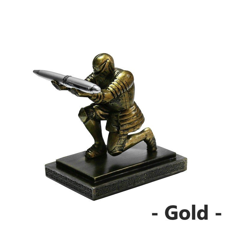 ペンホルダ ペン立て 騎士 ゴールド ナイト Knight オブジェ インテリア n934拍卖