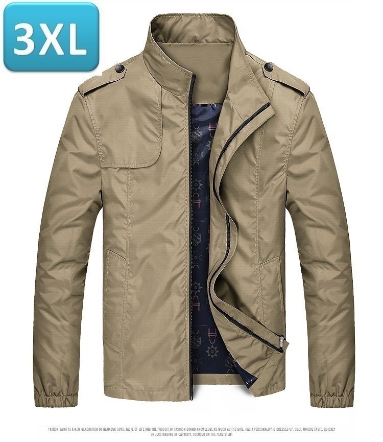 人気商品 【211】メンズジャケット ベージュ 3XL メンズ アウター アウトドア 防風 軽量 ジャケット 秋 春 薄手拍卖