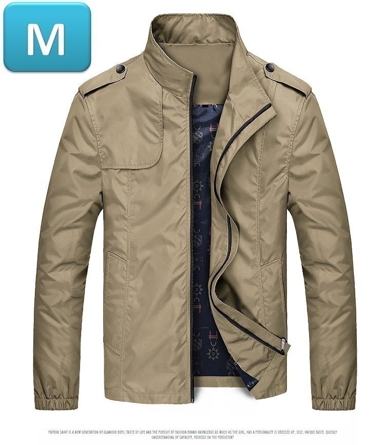 人気商品 【211】メンズジャケット ベージュ M メンズ アウター アウトドア 防風 軽量 ジャケット 秋 春 薄手拍卖