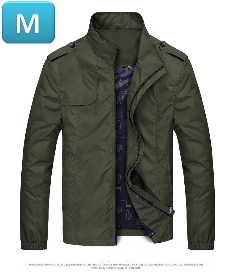 人気商品 【211】メンズジャケット グリーン M メンズ アウター アウトドア 防風 軽量 ジャケット 秋 春 薄手拍卖