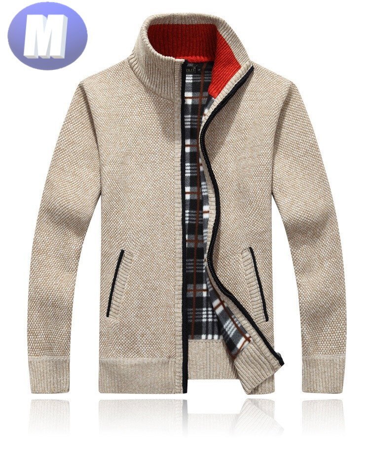 ニットジャケット アプリコット Mサイズ ジッパー セーター 拍卖