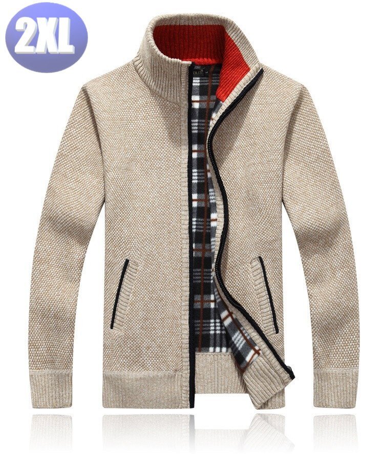 ニットジャケット アプリコット 2XLサイズ ジッパー セーター 拍卖