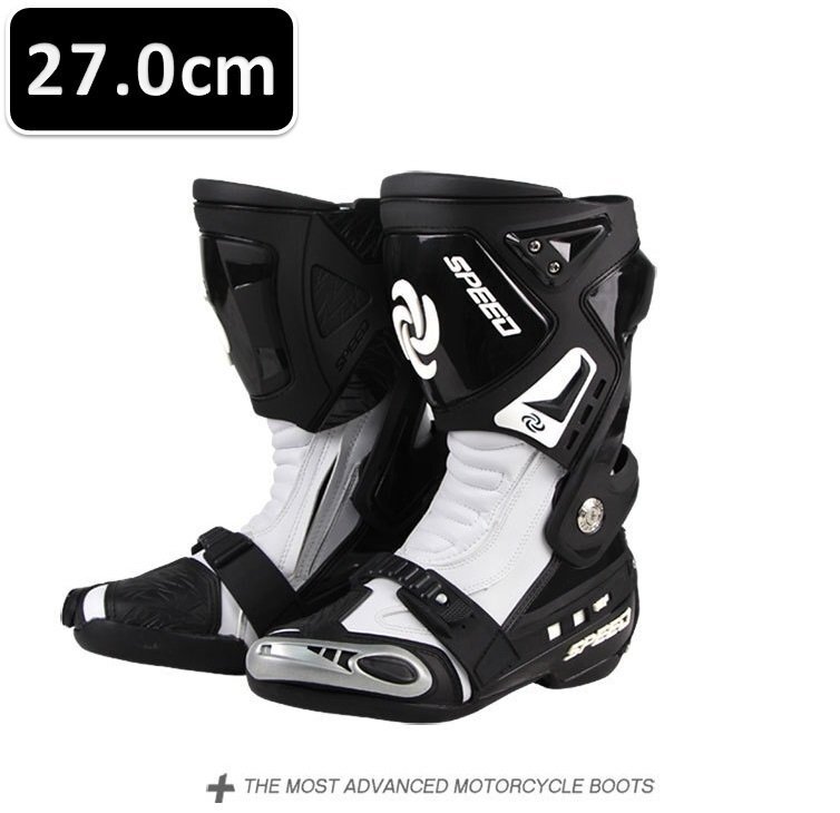 レーシングブーツ 120 ホワイト 27.0cm バイクブーツ 防水 ライディングシューズ ロング ライダーブーツ バイク ライダー拍卖