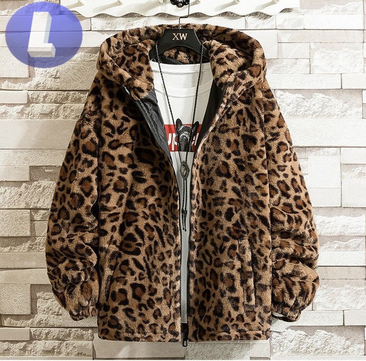 パーカー ヒョウ柄 カラーA サイズL アウター 暖か 防寒 n707拍卖