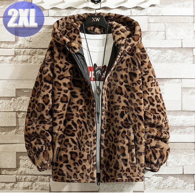 パーカー ヒョウ柄 カラーA サイズ2XL アウター 暖か 防寒 n707拍卖