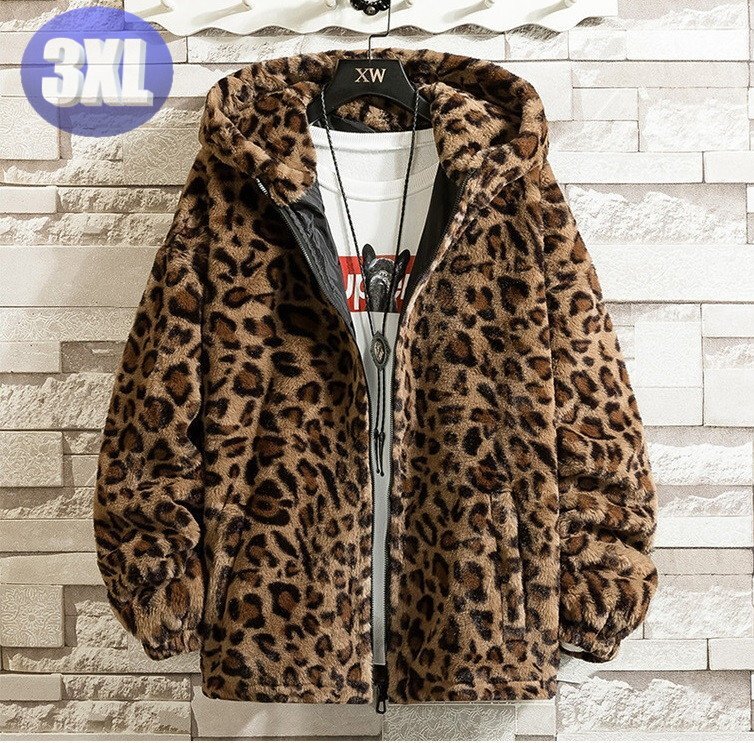 パーカー ヒョウ柄 カラーA サイズ3XL アウター 暖か 防寒 n707拍卖
