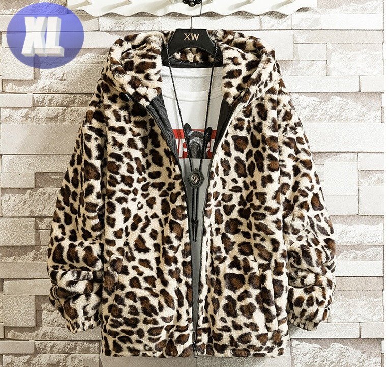 パーカー ヒョウ柄 カラーB サイズXL アウター 暖か 防寒 n707拍卖