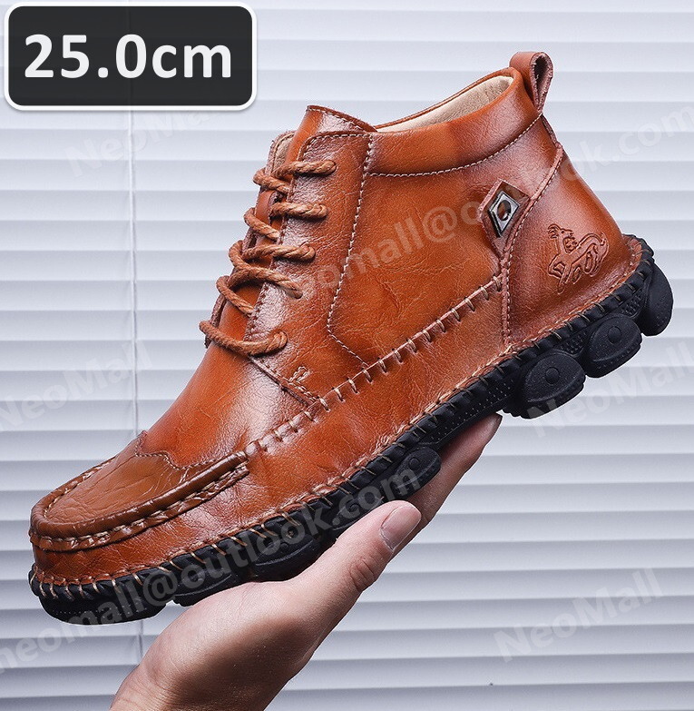 牛革 メンズ シュートブーツ ブラウン サイズ 25.0cm 革靴 靴 カジュアル 屈曲性 通勤 軽量 インポート品【n021】拍卖