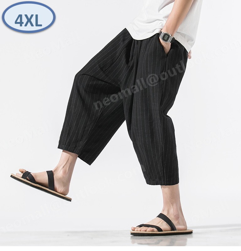 1スタ ☆ メンズ 七分丈 パンツ ブラック サイズ4XL 【091】拍卖