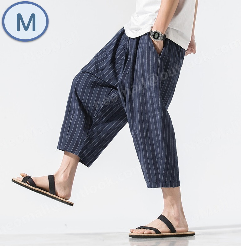 1スタ ☆ メンズ 七分丈 パンツ ネイビー サイズM 【091】拍卖