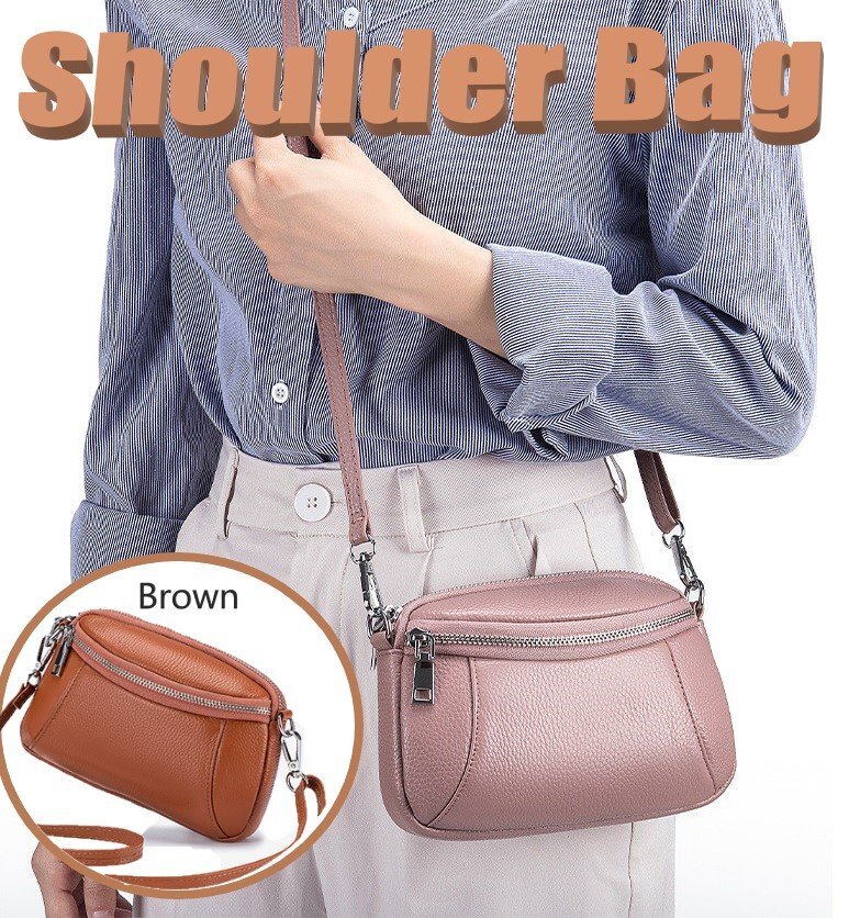 ショルダーバッグ 牛皮 ブラウン レザー シンプル 小物 スマホ カード 鍵 たばこ など n533拍卖