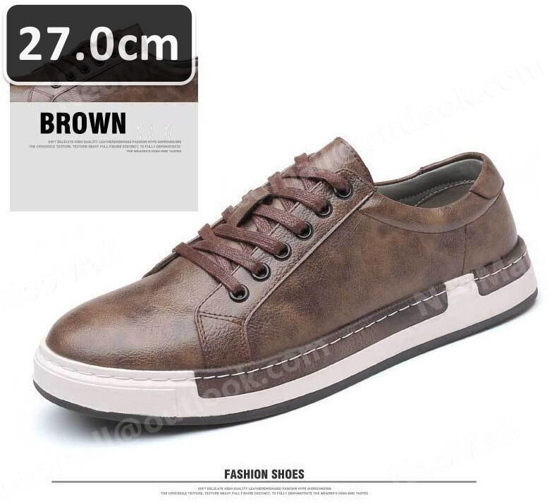 メンズ カジュアル スニーカー ブラウン サイズ 27.0cm 革靴 靴 カジュアル 屈曲性 通勤 軽量 インポート品【n041】拍卖
