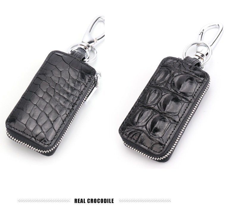 鰐皮 キーケース カラビナ付き ワニ革 本革 メンズ 鍵入れ 染色 新品 拍卖