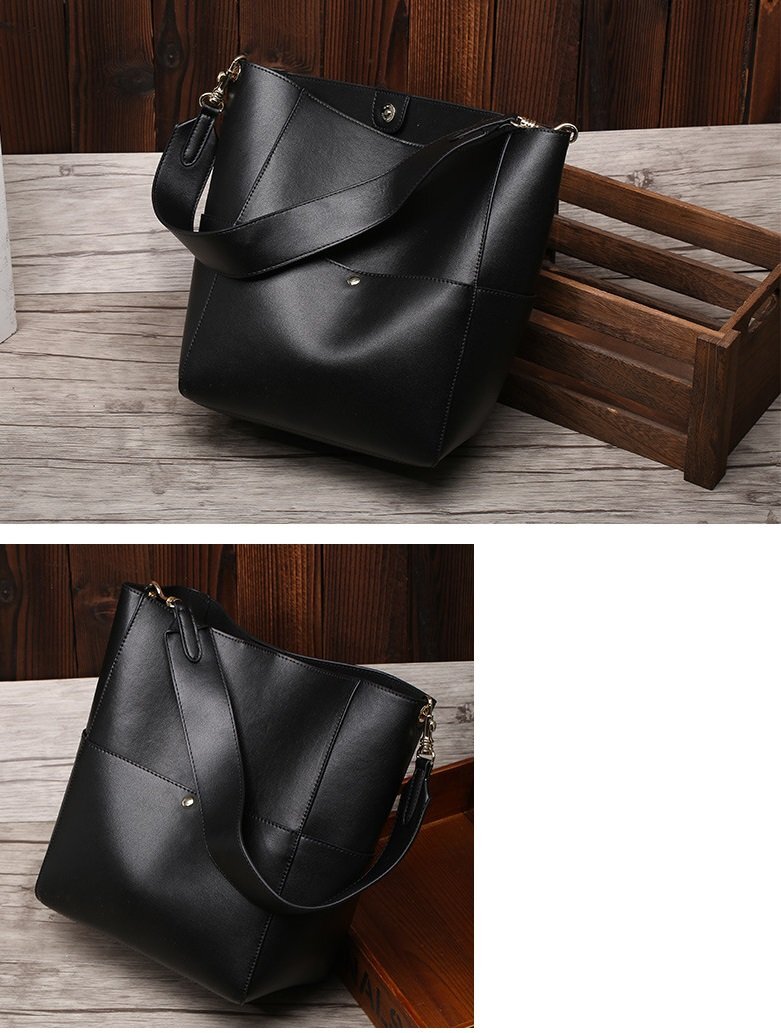 高品質 牛皮 ハンドバッグ ショルダーバッグ ブラック レディース 女性 【n426】拍卖