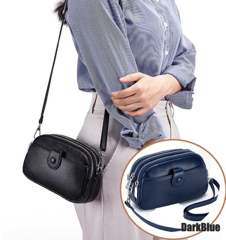 ショルダーバッグ 牛皮 ダークブルー レザー シンプル 小物 スマホ カード 鍵 たばこ など n529拍卖