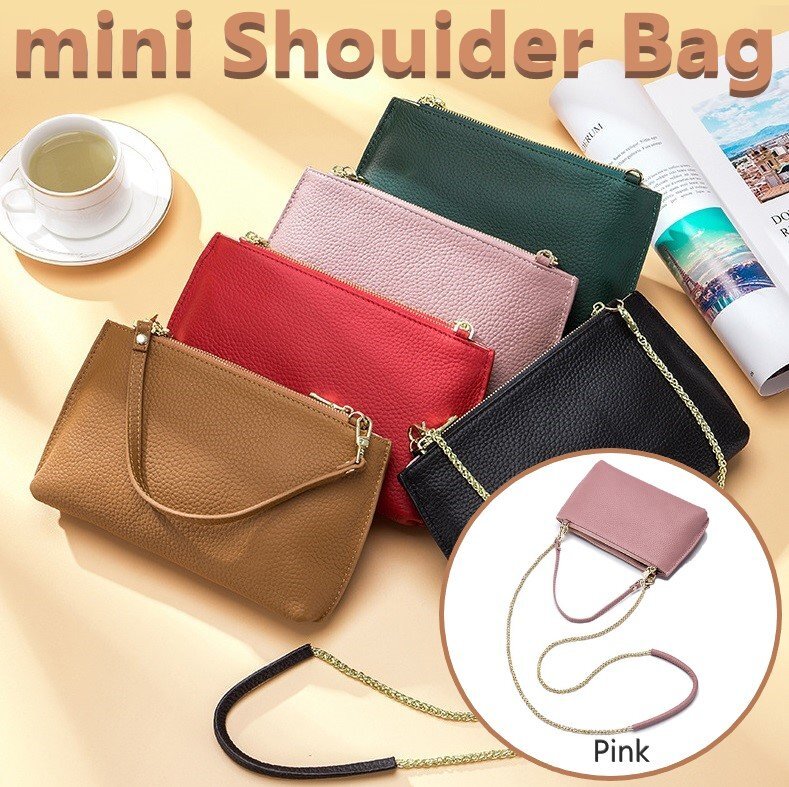 ショルダーバッグ 牛皮 ピンク レザー シンプル 小物 スマホ カード 鍵 たばこ など n535拍卖