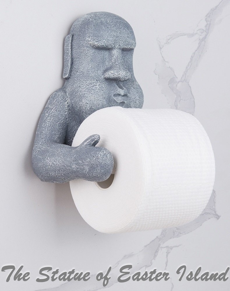 トイレットペーパーホルダ モアイ 臭そうな顔のモアイ ペーパーホルダ モアイ像 オブジェ インテリア n932拍卖