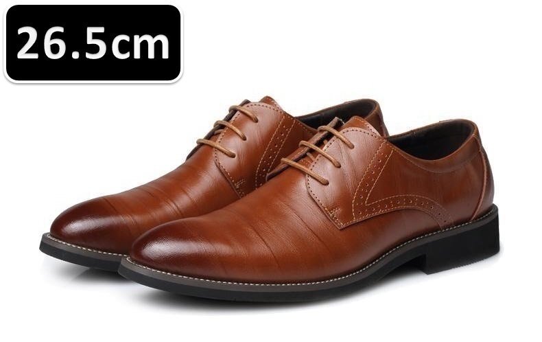 メンズ ビジネス レザー シューズ ライトブラウン サイズ 26.5cm 革靴 靴 カジュアル 屈曲性 通勤 軽量 柔らかい 新品 【208】拍卖