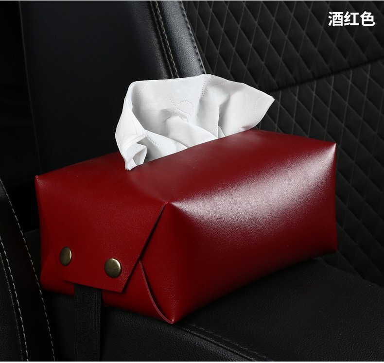 ティッシュボックス ワインレッド ティッシュケース ティッシュカバー PUレザー ティッシュホルダー 車 カー用品 車用 サンバイザー拍卖