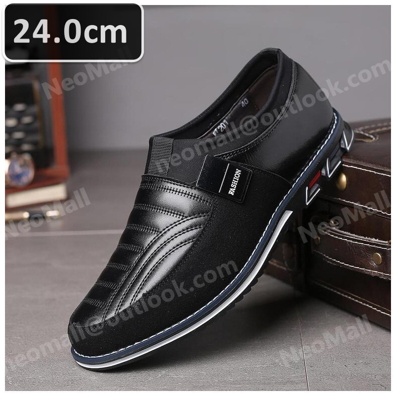 メンズ カジュアル スニーカー ブラック サイズ 24.0cm 革靴 靴 カジュアル 屈曲性 通勤 軽量 インポート品【n042】拍卖