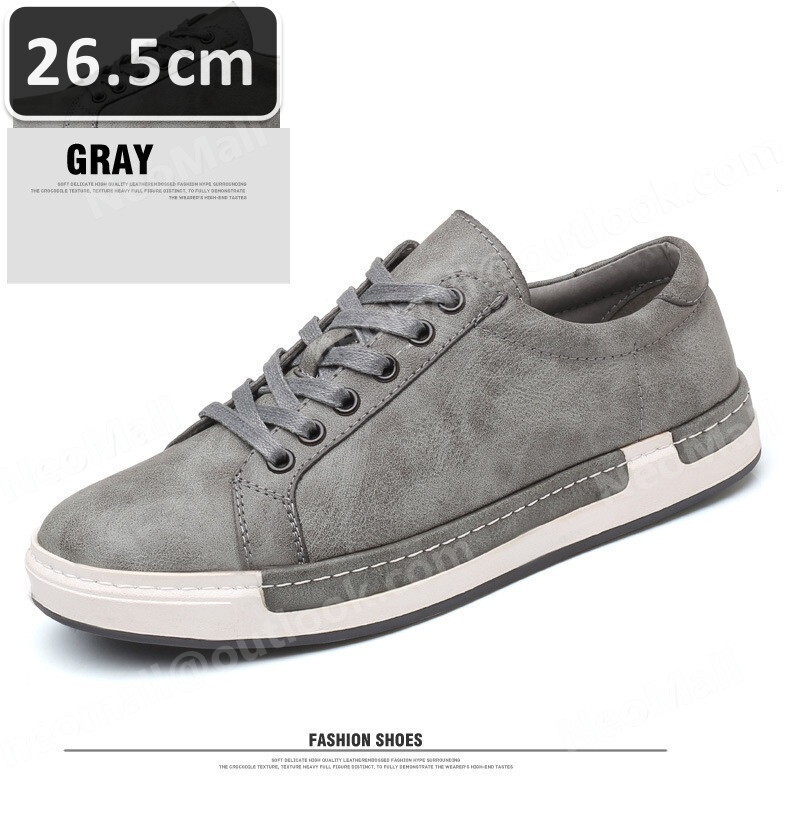 メンズ カジュアル スニーカー グレー サイズ 26.5cm 革靴 靴 カジュアル 屈曲性 通勤 軽量 インポート品【n041】拍卖