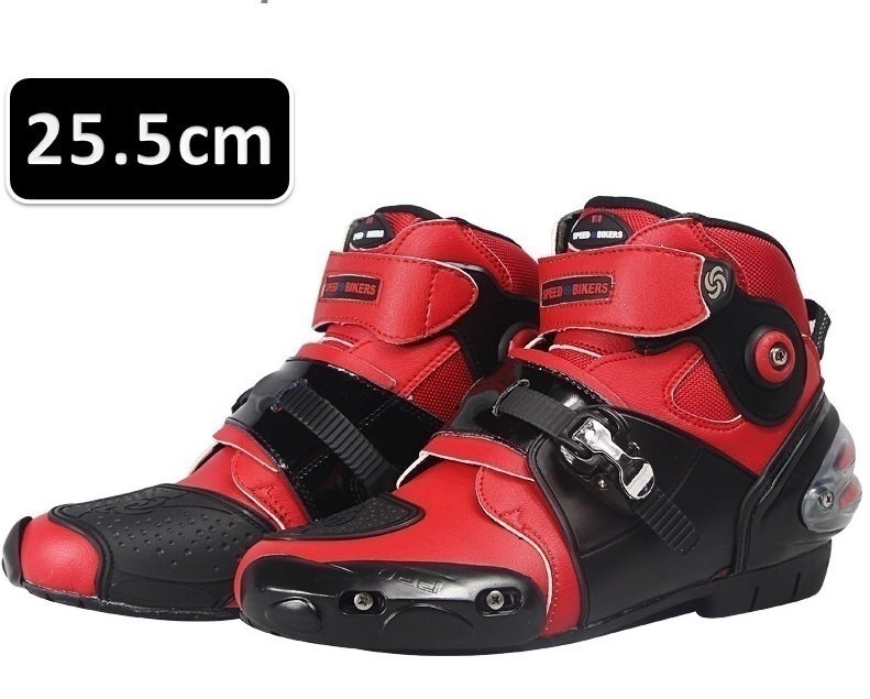 レーシングブーツ 121 レッド 25.5cm バイクブーツ 防水 ライディングシューズ ロング ライダーブーツ バイク ライダー拍卖