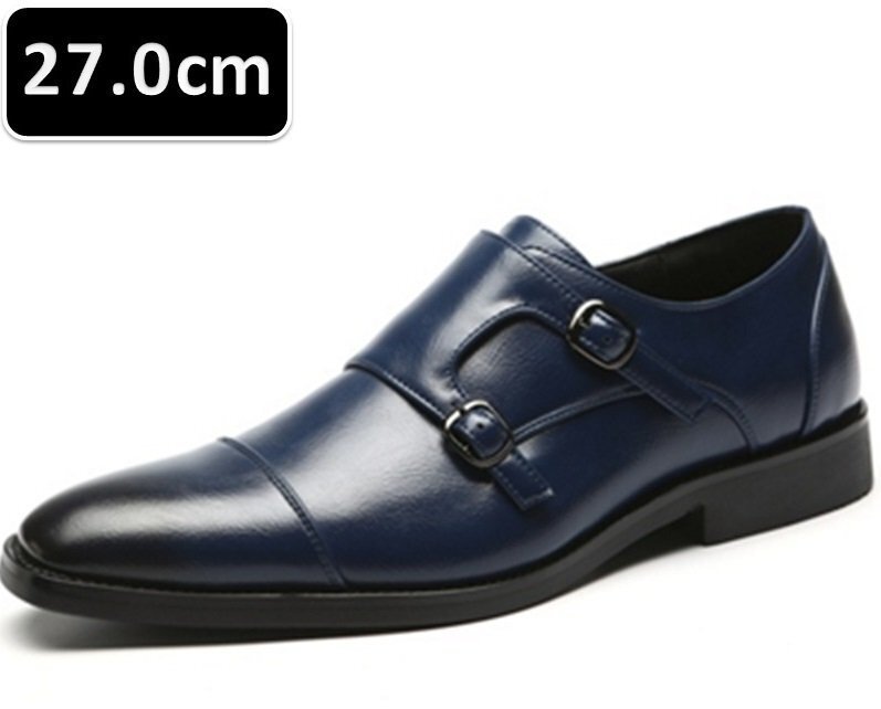 メンズ ビジネス レザー シューズ ブルー サイズ 27.0cm 革靴 靴 カジュアル 屈曲性 通勤 軽量 柔らかい 新品 【229】拍卖