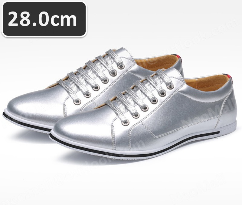メンズ カジュアル スニーカー シルバー サイズ 28.0cm 革靴 靴 カジュアル 屈曲性 通勤 軽量 インポート品【n044】拍卖