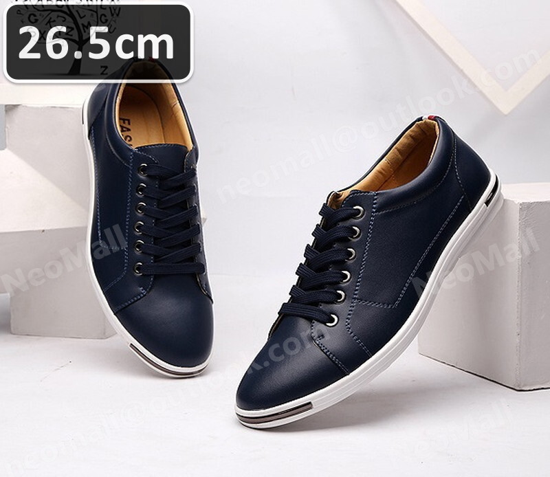 メンズ カジュアル スニーカー ブルー サイズ 26.5cm 革靴 靴 カジュアル 屈曲性 通勤 軽量 インポート品【n039】拍卖