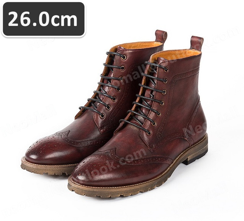 送料込☆ 本革 牛革 メンズ ショートブーツ レッド サイズ 26.0cm 革靴 靴 カジュアル 屈曲性 通勤 軽量 インポート品【n058】拍卖