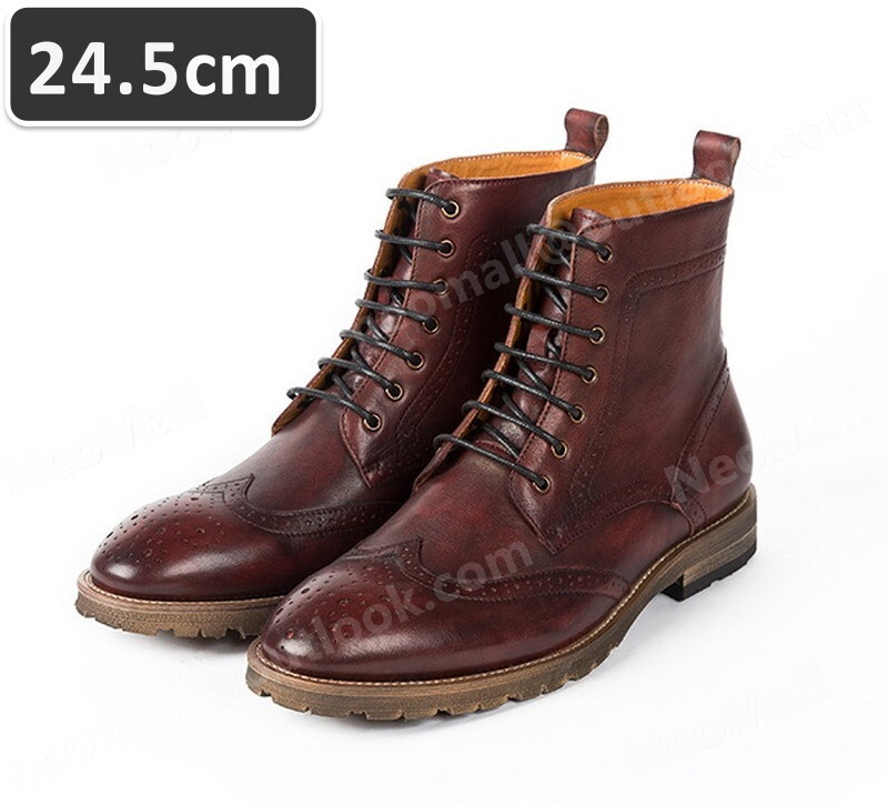 送料込☆ 本革 牛革 メンズ ショートブーツ レッド サイズ 24.5cm 革靴 靴 カジュアル 屈曲性 通勤 軽量 インポート品【n058】拍卖