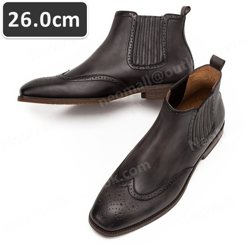送料込☆ 本革 牛革 メンズ ショートブーツ グレー サイズ 26.0cm 革靴 靴 カジュアル 屈曲性 通勤 軽量 インポート品【n054】拍卖