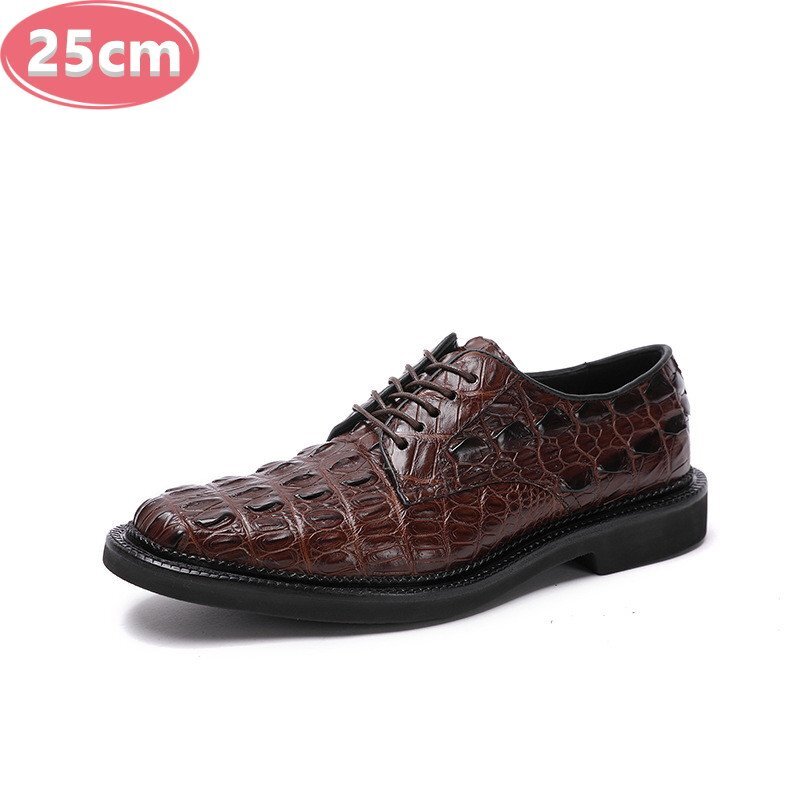 クロコダイルレザー ビジネスシューズ 最高級 ワニ革 クロコダイル 靴 メンズシューズ 革靴 ブラウン 25.0cm 【n786】拍卖