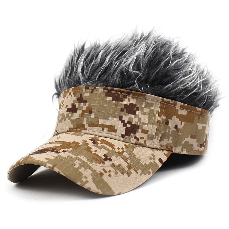 ウィッグ付サンバイザー 帽子 カツラ ウィッグヘア 髪の毛付き ウィッグ付き アウトドア スポー ゴルフ n548-D グレー拍卖