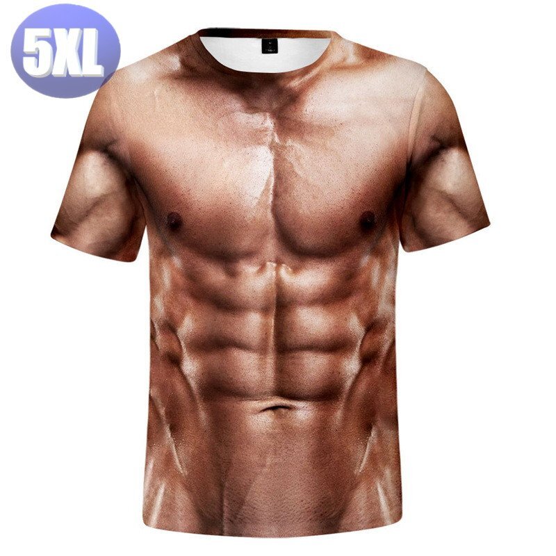 プリントTシャツ マッチョ 筋肉 5XL Tシャツ イミテーション 面白 グッズ 2541拍卖