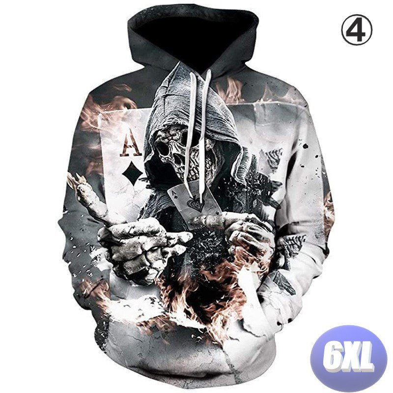 フード付き ドクロパーカー カラー4 6XL トレーナー アウター 防寒 n716拍卖