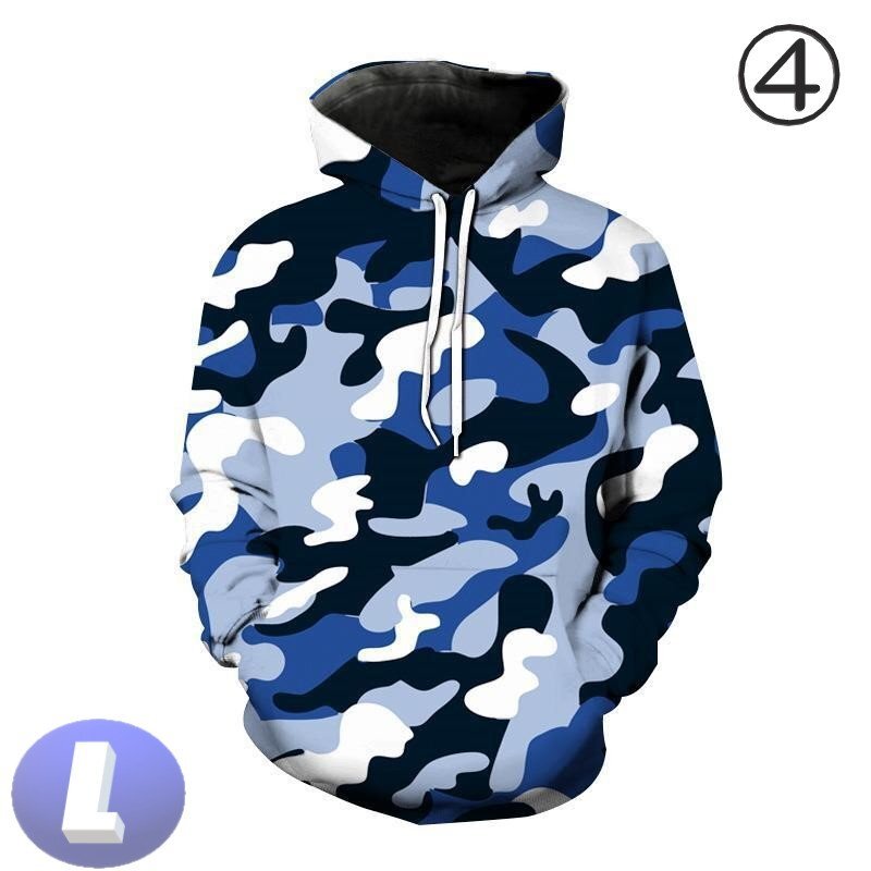 フード付き 迷彩パーカー カモフラ ブルー L トレーナー アウター 防寒 n720拍卖